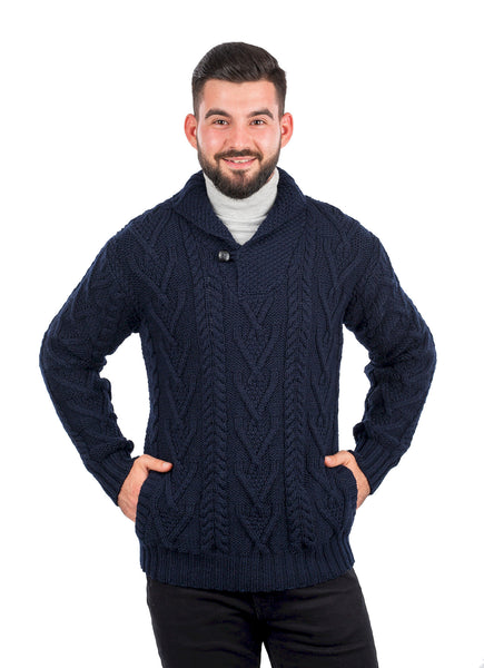 ☘️ Men's Buttoned Shawl Collar Cable Sweater ☘️