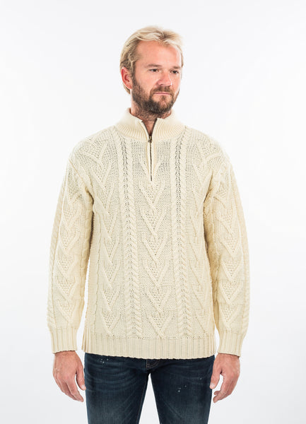 ☘️ Men's Zip Neck Irish Fisherman Sweater ☘️