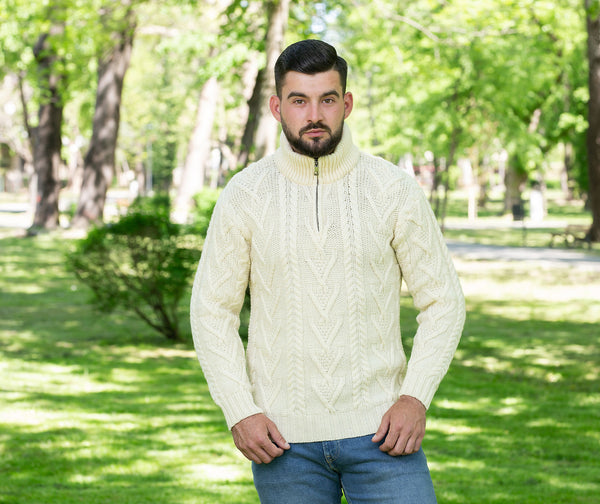 ☘️ Men's Zip Neck Irish Fisherman Sweater ☘️