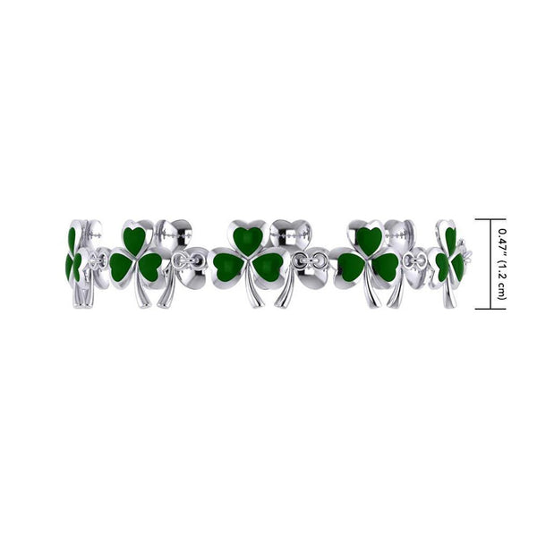 ☘️ Irish Shamrock Enamelled Silver Charm Bracelet ☘️