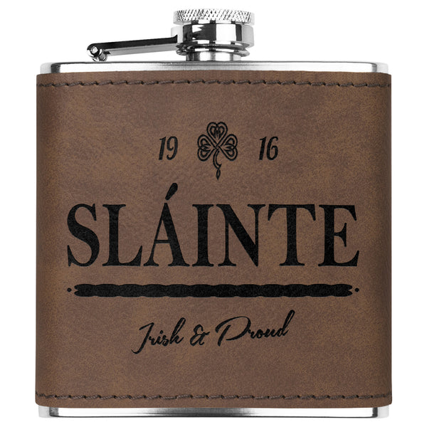 ☘️ Sláinte...Irish & Proud Premium Leather Flask ☘️