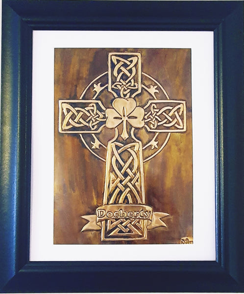 ☘️ PERSONALIZED Irish Celtic Cross Framed Copper ☘️