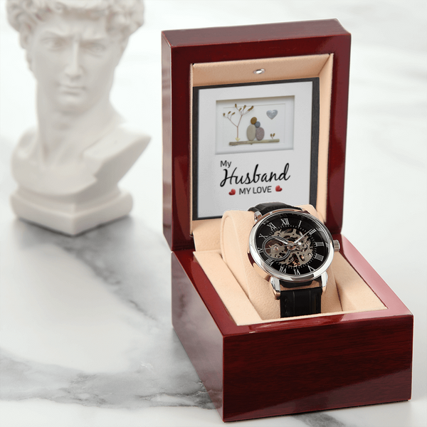 ☘️ Men's Openwork Watch With Mahogany Style Luxury Box☘️