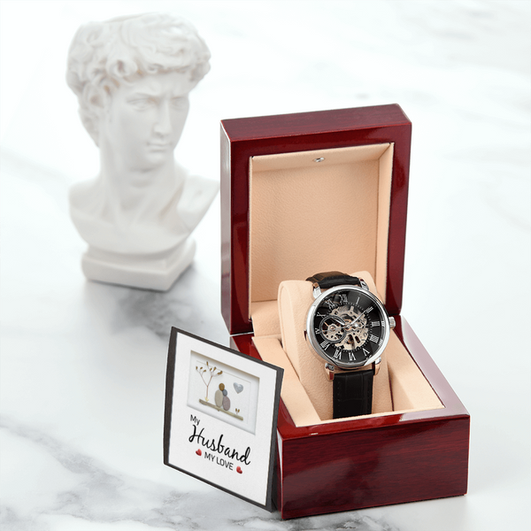 ☘️ Men's Openwork Watch With Mahogany Style Luxury Box☘️