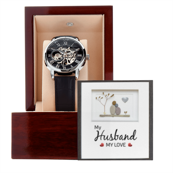 ☘️ Men's Openwork Watch With Mahogany Style Luxury Box☘️