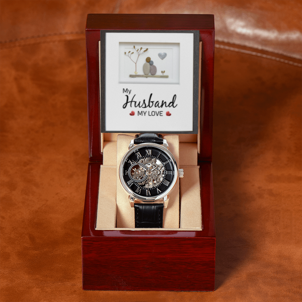 ☘️ Men's Openwork Watch With Mahogany Style Luxury Box☘️