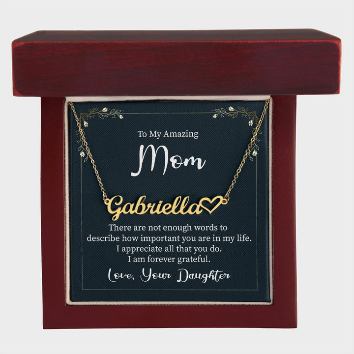 ☘️ Irish Name Necklace With Heart Character - Daughter To Mom ☘️