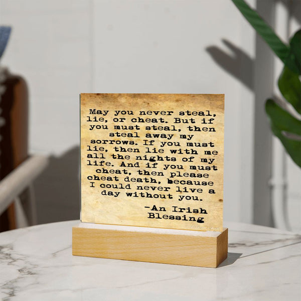☘️ May You Never Steal, Lie, or Cheat Square Acrylic Plaque ☘️