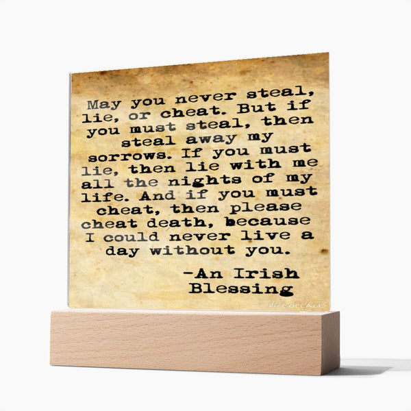 ☘️ May You Never Steal, Lie, or Cheat Square Acrylic Plaque ☘️