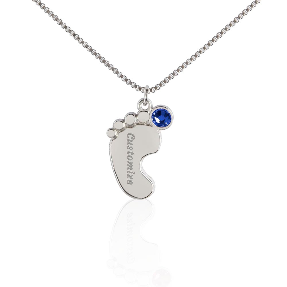 ☘️ American Flag Shamrock Custom Baby Feet Necklace with Birthstone ☘️