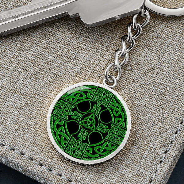 Irish Celtic Cross Shield Graphic Circle Keychain