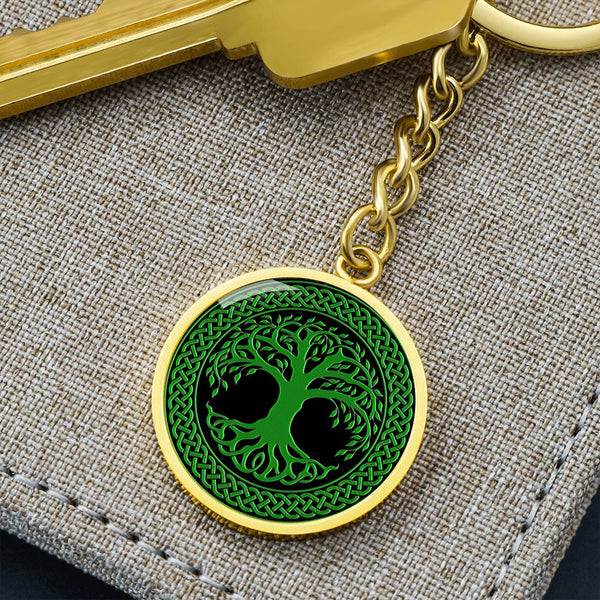 Irish Tree of Life Graphic Circle Keychain