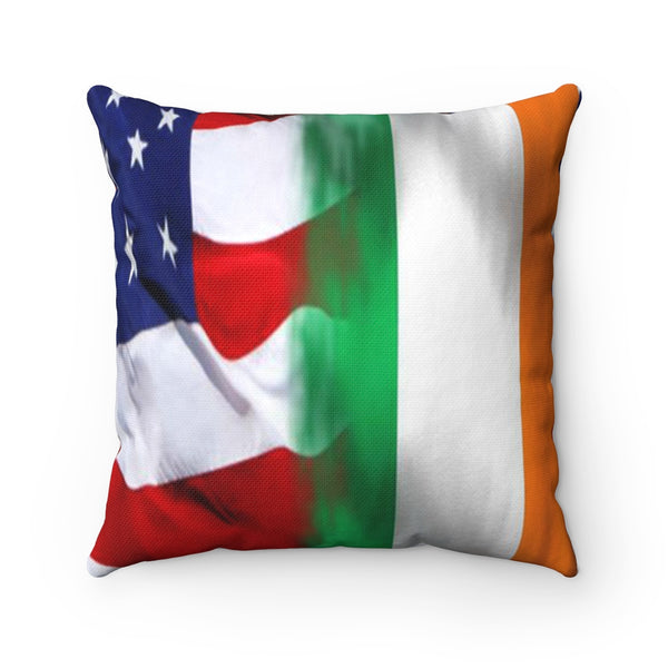 ☘️ American Irish Flag Spun Polyester Square Pillow☘️