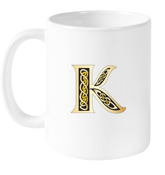 Irish Celtic Initial Mug - Initial K