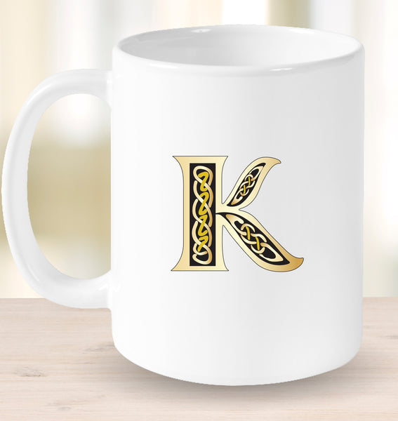 Irish Celtic Initial Mug - Initial K