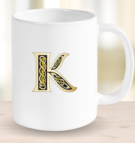 Irish Celtic Initial Mug - Initial K